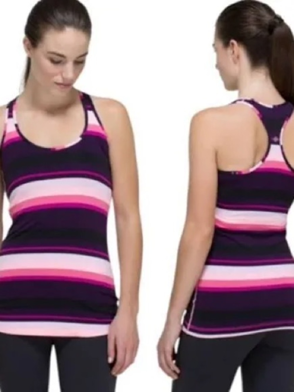 lululemon athletica Striped Racerback Tank - Pink, Purple, Black
